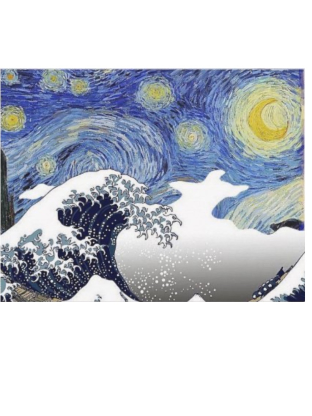 Parody Art - The Wave and Starry Night Collage -Postcard